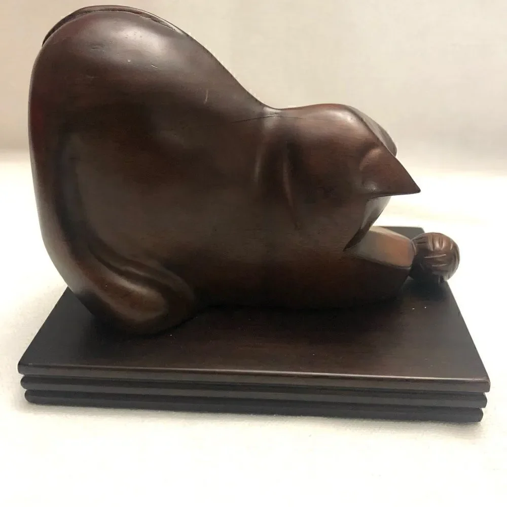 Selamat designs mahogany wood cats bookends